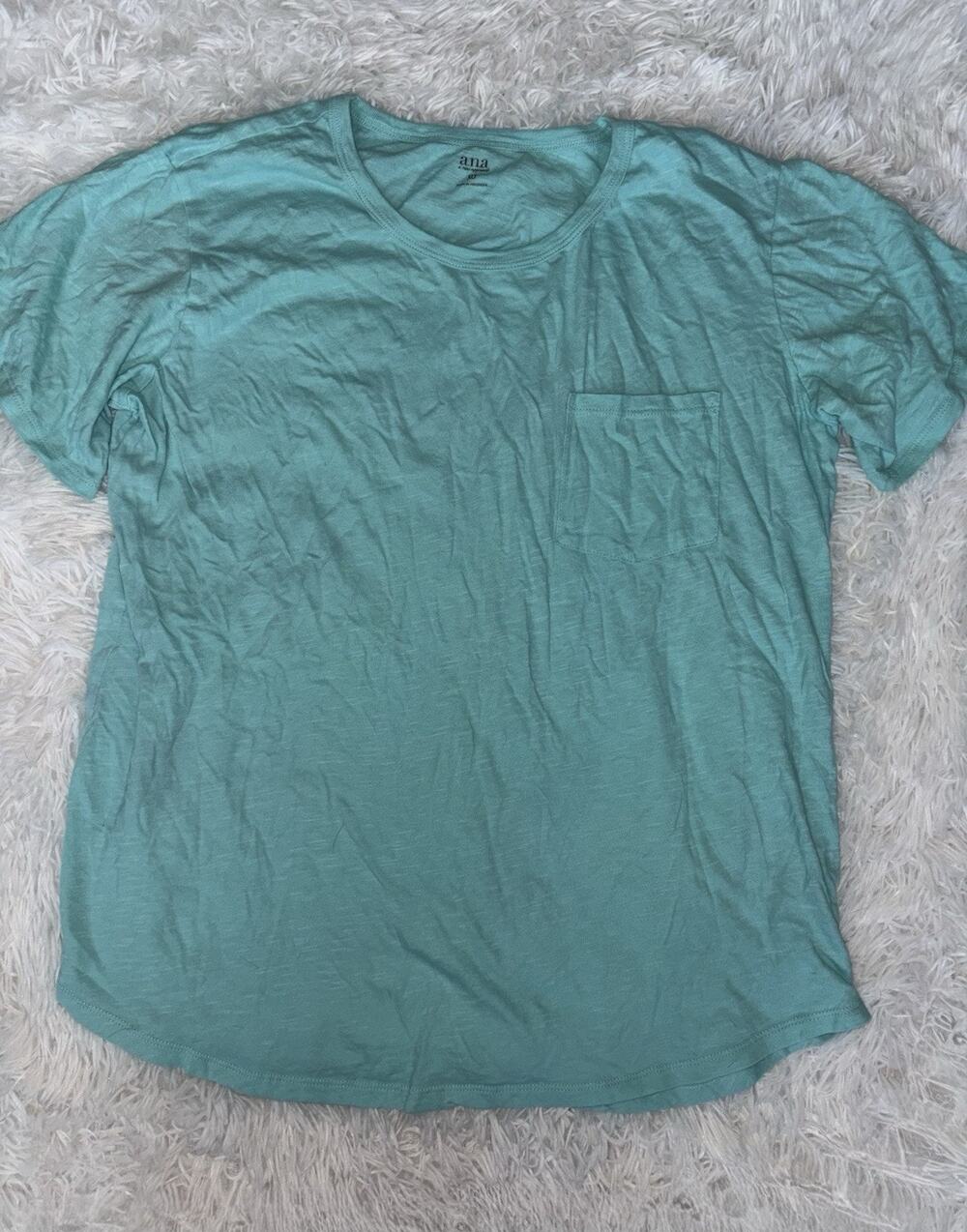 Ana Women’s XL Tall Aqua Blue Short Sleeved Pocket Tee. Exc. Cond, Pretty